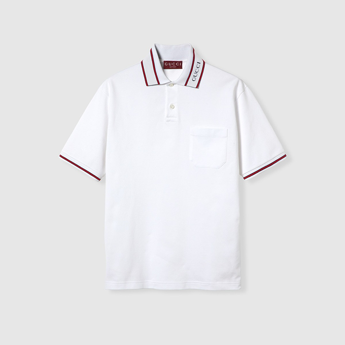 gucci lido series logo jacquard trim short‑sleeve polo shirt